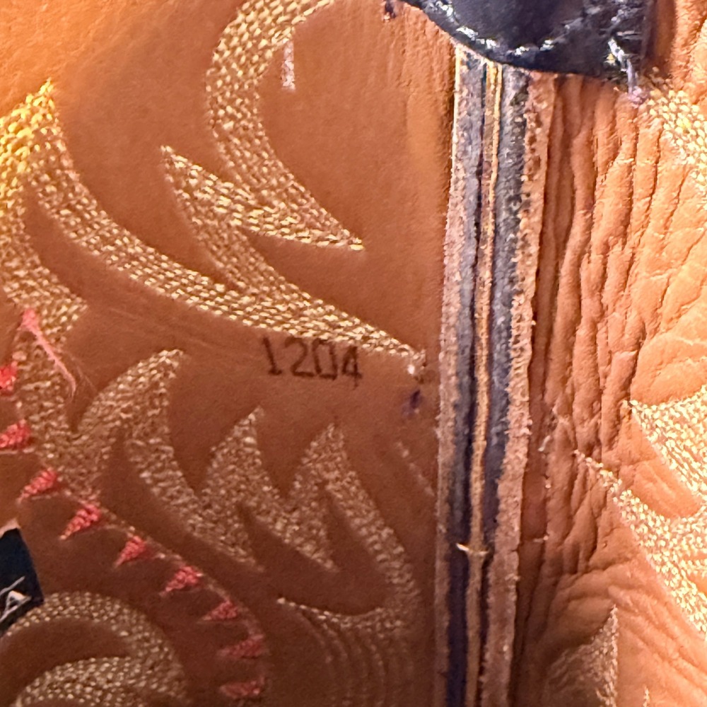 Nocona Womens Cowboy Boots 6 B Full Quill Ostrich Exotic‎ Red Black USA Made - Picture 11 of 16